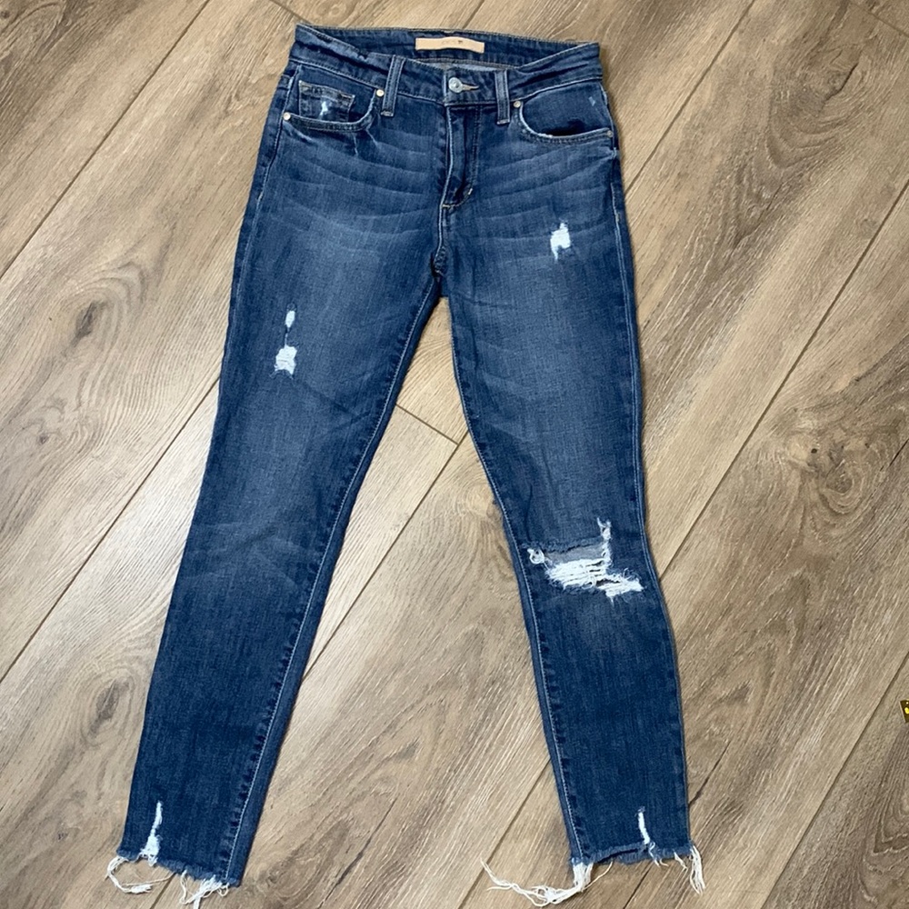 Joes jeans cropped raw hem distressed skinny jeans size 24